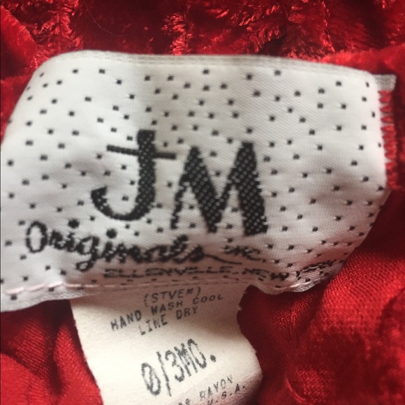 NWOT JM Originals 0-3mo Top+Pant Red Velvet Set - Picture 2 of 7